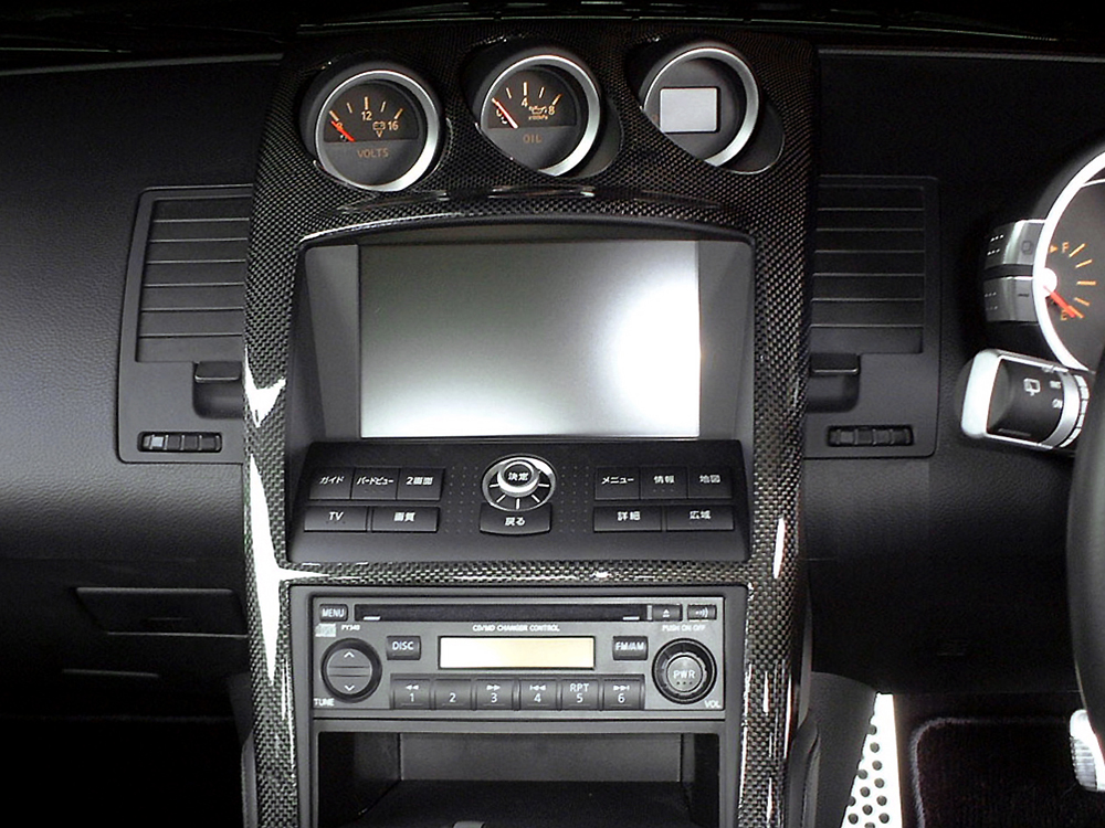 偉大な Z33 フェアレディZ インテリアパネルフェアレディZ 後期 2005 9-2008 11 カーボンパネル4点キット 平織ブラックカーボン  ナビ有 MT車用